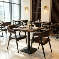 Ensemble de table à manger en noyer noir, table carrée avec chaises rembourrées douces pour bar, café, restaurant