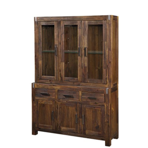 PANAMA RANGE Buffet en bois de chêne de haute qualité 3 portes 3 tiroirs Huche 3 portes en verre Cuisine Salle à manger Rangement de meubles - Product Image 4