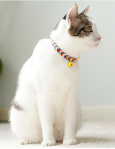 Collier pour chat au design original, collier tressé pour chaton, anti-suffocation, boucle sécurisée confortable, clochette, polyester, toutes saisons - Product Image 5
