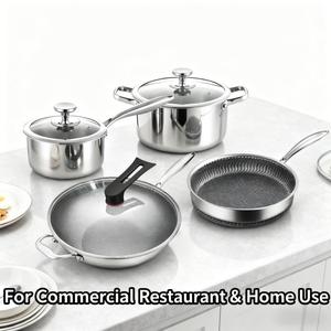 Bộ nồi chảo chống dính tổ ong 4 món thân thiện với môi trường có nắp kính |   Chảo inox 304/316 - Product Image 1