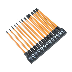 Hollow Six Star Torx Bit Set 75 100 150mm Phosphated Yellow Skinned 1 4 Hex Shank 13 Piece - Product Image 3