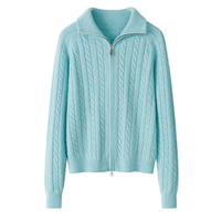 Großhandel maßge schneiderte Cable Knit Zipper Cashmere Cardigan Sweater für Frauen