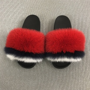 Zapatillas suaves y cómodas para mujer, pantuflas deslizantes de piel de mapache natural, zorro, para verano, venta al por mayor - Product Image 3