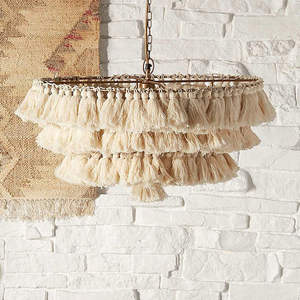 Handmade Natural Rattan Pendant Light Knitting <b>Tassel</b> <b>fringe</b> Chandelier for wedding decor - Product Image 3