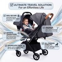 Poussette bébé pliable de haute qualité, pliage à une main, système de voyage compact et léger, prix de gros