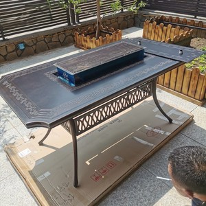 <strong>European</strong> Style Outdoor Cast Aluminum Single Table Barbecue Dining Table for Courtyard Villa Garden Electric Carbon <strong>Grill</strong> Table - Product Image 2