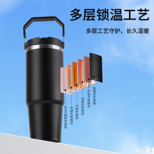 Vaso de acero inoxidable de 30 oz de gran capacidad, aislado al vacío, con asa para deportes al aire libre y uso en el coche. - Product Image 4