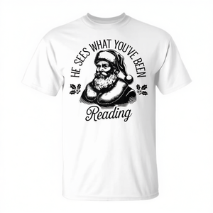 Él ve lo que has estado leyendo Camiseta navideña de Papá Noel - Product Image 2