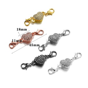 Fermoir magnétique en forme de cœur avec zircone cubique pour accessoires de bijoux DIY, composants de bijoux 11x18mm - Product Image 5