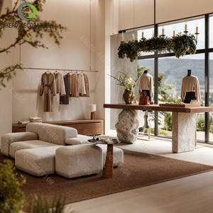 ออกแบบตกแต่งภายในร้านขายเสื้อผ้าใหม่ เคาน์เตอร์ร้านค้าทำจากไม้ ชั้นวางเสื้อผ้าติดผนังแบบกำหนดเอง เฟอร์นิเจอร์ร้านขายเสื้อผ้า - Product Image 1