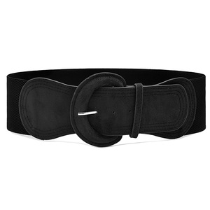 Ceinture élastique en daim pour femme, ceinture large extensible, ceinture vintage à boucle épaisse - Product Image 2
