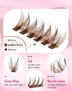 WholesaleCluster <b>Lashes</b> Waterproof Individual Glued Eyelash Vegan Self Adhesive Press on <b>Clusters</b> Eyelashes - Product Image 5