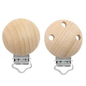 Laser Engraved schnuller clips holz Natural Teether Baby Nipple Wood Dummy Clip Beech Wooden Pacifier Holder Clip
