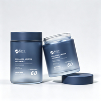 Nouvelles bouteilles en verre vides de 100 ml et 150 ml, bleu dégradé, rondes, à large ouverture, pour soins de santé, pots cosmétiques pour capsules de suppléments et pilules de vitamines