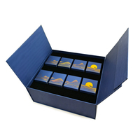 Ensemble boîte cadeau magnétique écologique réutilisable bleu marine + sac fourre-tout |   Carte des Étoiles Dorées |   Boîte vide pour gâteaux de lune et cadeaux de prestige