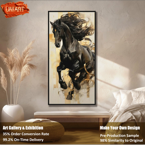 UNIART Qualité Impression sur Toile <span class=keywords><strong>Cheval</strong></span> Art Mural en Porcelaine Couloir Peintures Diamants LED <span class=keywords><strong>Peinture</strong></span> en Porcelaine Cristal Décoration Maison - Product Image 4