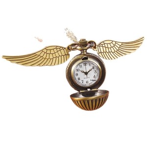 นาฬิกาพกควอตซ์ทรงกลม Snitch พร้อมจี้สร้อยคอรูปปีกนางฟ้าสำหรับผู้ชายและผู้หญิง - Product Image 5