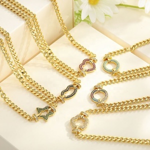 สร้อยคอแบบ Cuban Link ชุบเฮมาไทต์หรูหรา ขายส่ง สร้อยโซ่ชุบทอง 18K ประดับเพชรซิร์คอน เครื่องประดับแฟชั่นสำหรับผู้หญิง - Product Image 1