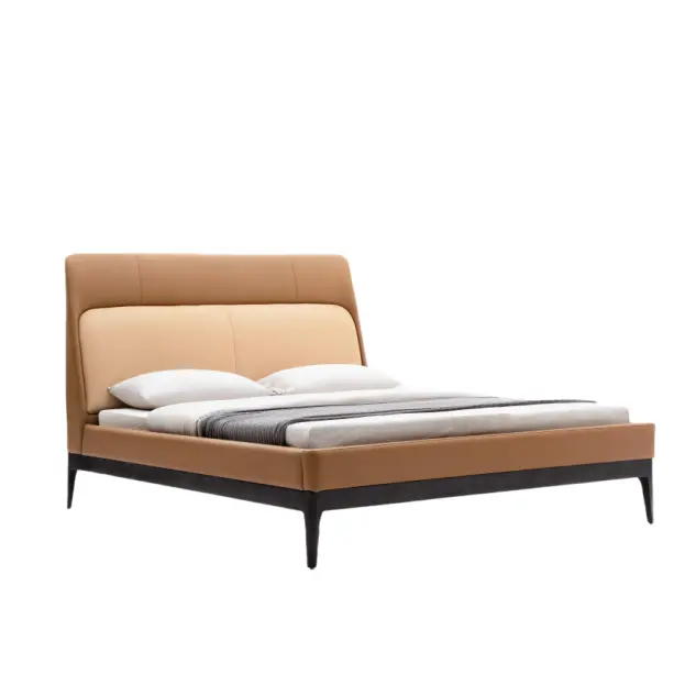 Высокое качество Современный дизайн классическая домашняя мебель для спальни роскошная кожаная деревянная кровать