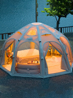 Tente dôme en tissu de coton mélangé imperméable UPF50+ et anti-UV PU3000, tente dôme gonflable en coton mélangé imperméable UPF50+ PU3000