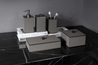 Ensemble d'accessoires de salle de bain en cuir carré de luxe moderne vendu séparément, distributeur de savon pour la décoration de la maison ou de l'hôtel