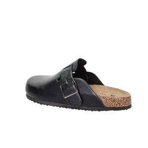 Zoccoli Sabot da Donna in Pelle Nera con Chiusura a Fibbia, Calzature Comode - Product Image 3