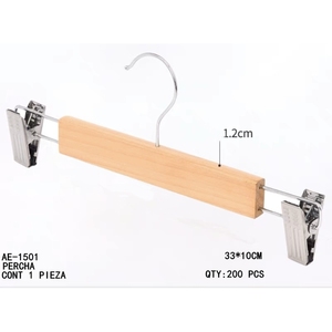 Cintres à pantalons en bois avec pinces pour pantalons et jupes Portable Classic Modern Premium - Product Image 1