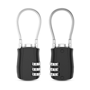 Three Digit Combination Steel Wire Lock 45mm X 29mm Resettable For Luggage Travel <b>Backpack</b> Outdoor Use - Product Image 2