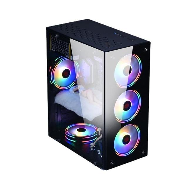 Cast Iron Integrated Double-Sided Tempered Glass Full Side Cooling Desktop Computer-ATX Gaming Cases Mid Tower USB Front Ports