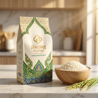 Emballage personnalisé imprimé, résistant à l'humidité, recyclable, en plastique, pour 1kg, 2kg, 5kg, sacs plats avec poignée, pour riz Basmati de Thaïlande et sucre, sous vide latéral