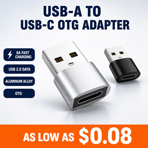 Adaptateur USB A vers USB C en gros, OTG, charge <span class=keywords><strong>rapide</strong></span> 6A, connecteur de téléphone en alliage d'aluminium, <span class=keywords><strong>convertisseur</strong></span> de données, CE FCC RoHS - Product Image 1