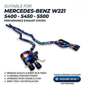 Sistema de Escape Catback con Válvulas de Titanio Azul Vortex para Mercedes Benz W221 S400 S450 S500 con Doble Salida de Escape con Acabado Flameado - Product Image 1