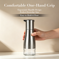 Distributeur d'huile en verre de 320 ml avec bec verseur en acier inoxydable, bouteille rechargeable pour huile de cuisson, vinaigre, sauce soja, récipient à condiments de cuisine