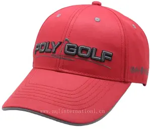 定制棒球帽3d刺绣100% 涤纶红色高尔夫球帽奢华高尔夫球帽户外运动头饰防水高尔夫球帽