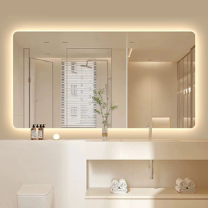 <span class=keywords><strong>Miroir</strong></span> LED rétroéclairé horizontal vertical anti-buée Art Déco intelligent à haut lumen pour salle <span class=keywords><strong>de</strong></span> bain, étanche, CRI90, HD, à intensité variable - Product Image 1