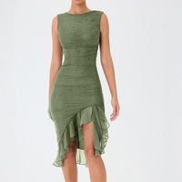 Robe mi-longue décontractée pour femme, nouvelle collection été, couleur unie, texture maille, plissée, personnalisable