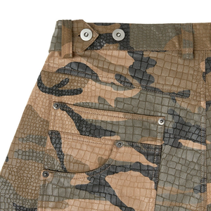 Shorts Cargo Homme Streetwear Taille Mi-Haute en Coton Ciré Imprimé Camouflage Croco Gaufré Grande Taille avec Poches Utilitaires – Vente en Gros - Product Image 5