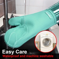 Gants de four en coton silicone à rayures bleues Paires de mitaines de cuisine imprimées anti-brûlures et anti-dérapantes pour barbecue et cuisine