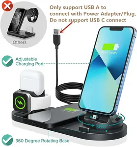 Station de charge sans fil 6 en 1 pour <span class=keywords><strong>iPhone</strong></span> 15 16, <span class=keywords><strong>Apple</strong></span> Watch, Airpods, chargeurs de téléphone, station de charge <span class=keywords><strong>rapide</strong></span> - Product Image 3
