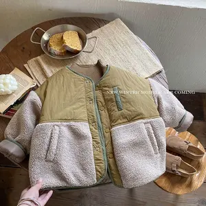 2023 겨울 아이 재킷 두꺼운 새로운 아동 의류 소년 면화 탑 아기 양고기 양모 외부 도매 재킷