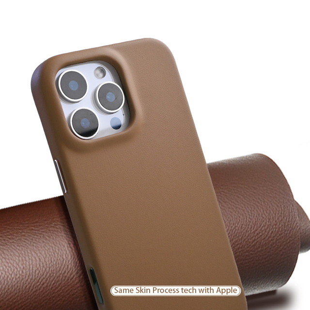 Toplayer Italian NAPPA Delicate Full-grain Real Leather Wireless Charging Magnetic Leather Phone case for iPhone 16 17 Pro Max