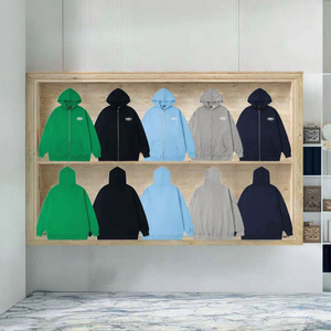 Suéter con Capucha y Cremallera de <span class=keywords><strong>Terciopelo</strong></span> Grueso Gogg, Estampado de la Isla de Alcatraz, Estilo Hip-Hop Urbano Americano de Moda, Holgado, 100% Algodón - Product Image 3
