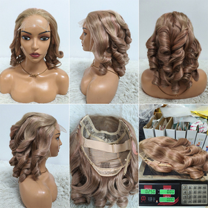 Promotion 77$ Letsfly 4x4 Bouncy Loose Lace Closure Wigs P4/Pink Easy to Wear Wigs 18 Inches Human Hair Wholesales Gray - Product Image 5