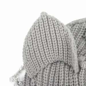 หมวกไหมพรมผู้หญิงขายส่ง หลายสี ลายทางถักโครเชต์ หูแมวปีศาจน้อย หมวกอุ่นๆ สไตล์ Y2K หมวกบีนนี่แบบพับขอบสำหรับฤดูหนาว - Product Image 5