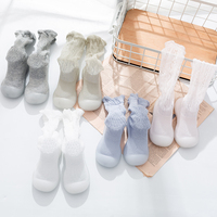 Chaussures-chaussettes pour bébé fille à volants en dentelle, en maille anti-moustiques, antidérapantes, à semelle souple, respirantes, pour nourrisson et tout-petit, pour les premiers pas, été