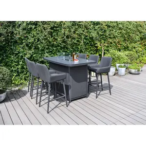 AJUNION Outdoor Luxury Bar Set Furniture Aluminum Garden Furniture Dining Set Bar Table and Chairs Set with Fire Pit
