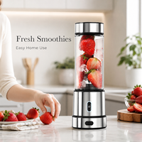 Mixeur portable rechargeable USB en acier inoxydable avec tasse en verre, broyeur de glace, mixeur de fruits, logo personnalisé, usage domestique