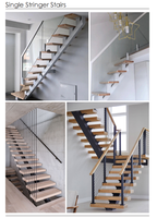 Escalier sur mesure à structure à poutre unique avec marches en pierre et garde-corps en verre invisible