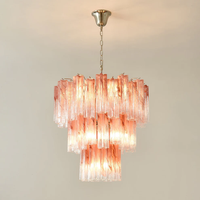 Lustre en tube de verre de Murano italien vintage fantastique pour salon salle à manger chambre à coucher
