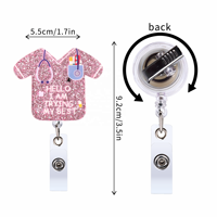 Porte-badges infirmiers rétractables avec clip en acrylique pailleté, cadeaux de Noël pour infirmières, médecins, étudiants, personnel hospitalier